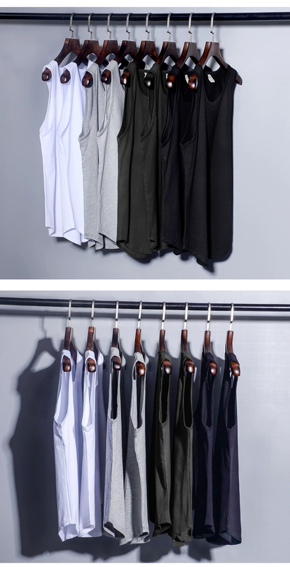 Quần cotton nam treo băng rộng dài đoạn liền màu vest châu Âu và Mỹ dạo phố xuân hè cao cấp lấy áo không tay dưới đáy triều - Áo vest cotton áo phao lông vũ