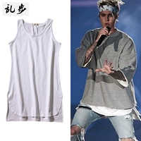 Biebo đường phố châu Âu và Mỹ cùng một xu hướng cá tính cotton vest màu không tay dài phần ngắn vest ngắn mồ hôi ao the thao