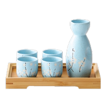 Creative ceramic wine set sake pot and wine glass underglaze color home tavern sake set one pot four cups small wine set