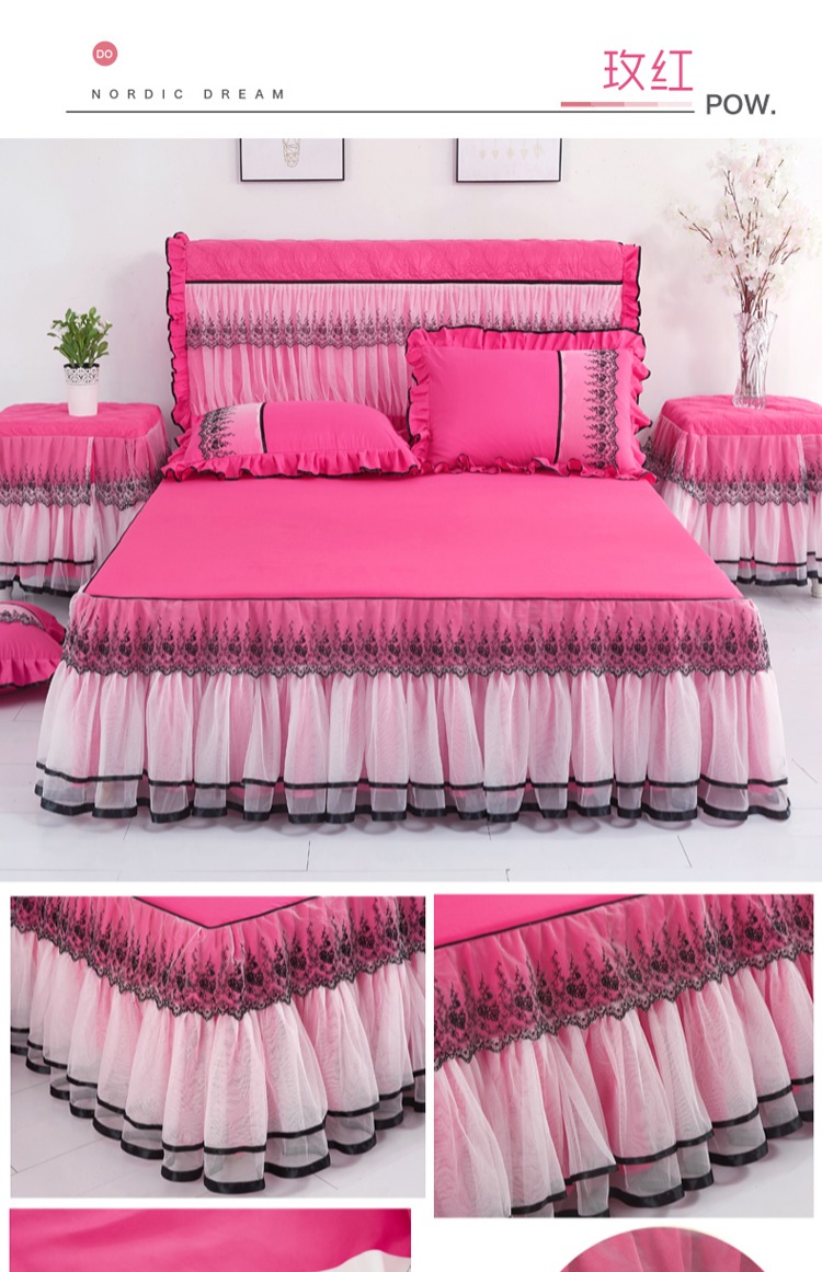 Yu Xuân Hàn Quốc công chúa ren giường váy một mảnh flounced ren bedspread Fitted Simmons nệm bảo vệ - Váy Petti ga giường có viền