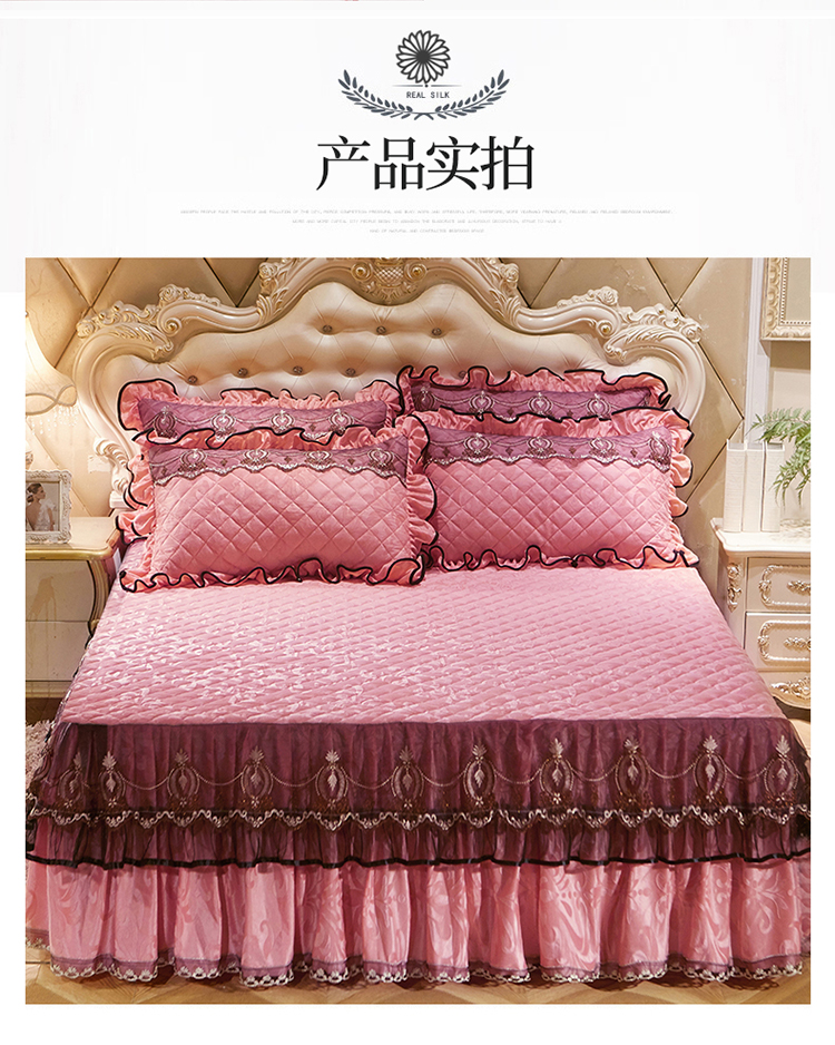萱 lông châu Âu chăn ren giường đơn mảnh nhung ấm đệm đệm giường ngắn sang trọng Simmons trải giường váy giường đẹp	
