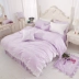 Xuân Yu giường bông gia đình Hàn Quốc bốn giường váy bedspread phong cách mục vụ bốn bộ bông ren công chúa - Bộ đồ giường bốn mảnh Bộ đồ giường bốn mảnh