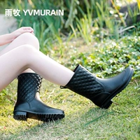 雨牧 Кожаные дождевые туфли Женская средняя анти -стрях