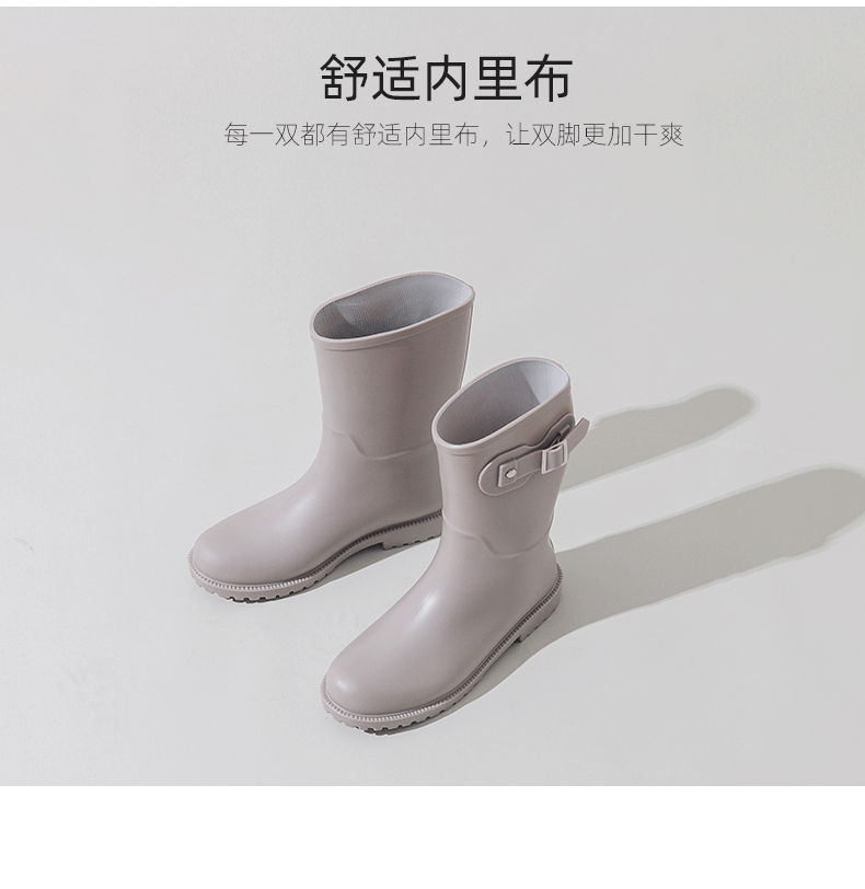 雨牧定番バックル型滑り止めレインブーツ女性用アウトドア大人レインブーツゴム靴防水おしゃれピンクウォーターシューズ,タオバオ代行-チャイナトレーディング