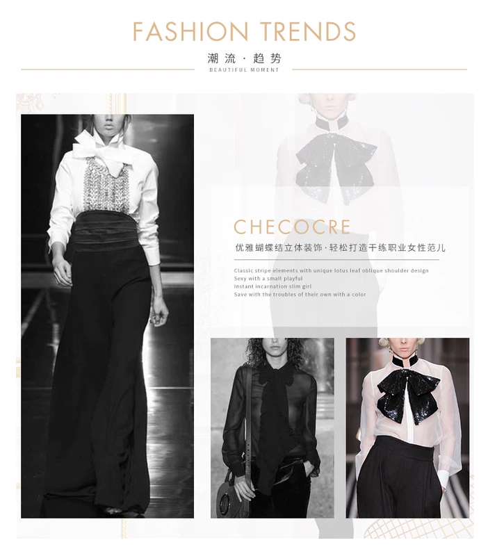 Hacker 2019 phụ nữ mới mùa xuân sequin nơ áo khí chất organza dài tay áo sơ mi OL chuyên nghiệp nữ - Áo sơ mi áo sơ mi cổ trụ