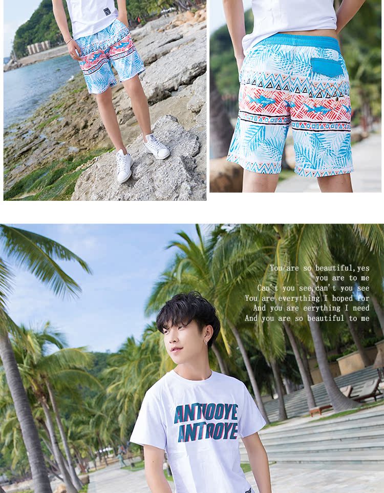 2019 mới in quần đi biển quần short nam nhanh khô bên bờ biển kỳ nghỉ lướt sóng boxer thân thường năm quần mùa hè - Quần bãi biển 	quần áo đi biển hà nội	