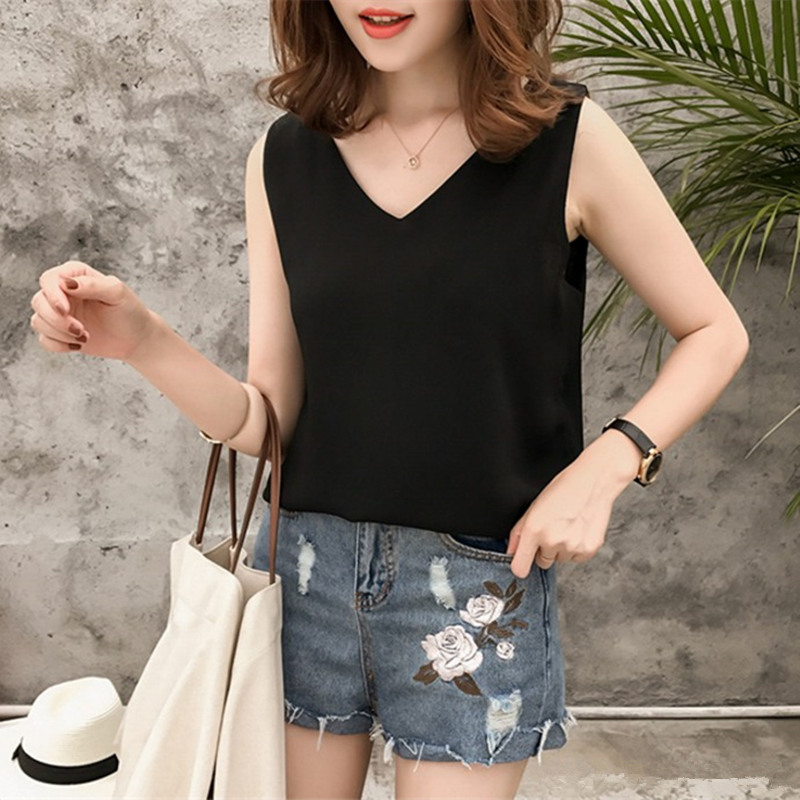 Vest female summer outside wear trendy design sense niche inside cover the belly to show thin large size slightly fat MM sling chiffon top