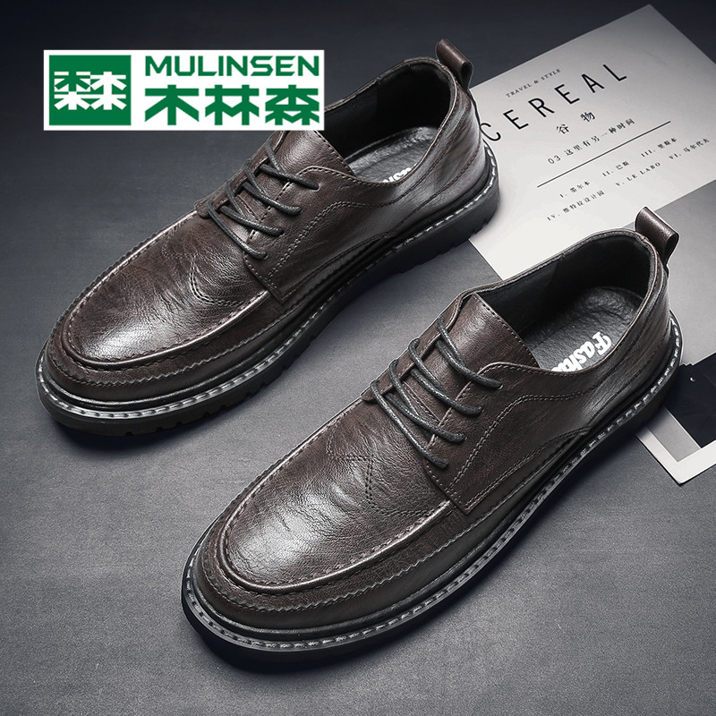 Wood Linson Casual Shoes Men's Shoes 2022 Spring Men Trends Genuine Leather Men Shoes New Work Business Little Leather Shoes