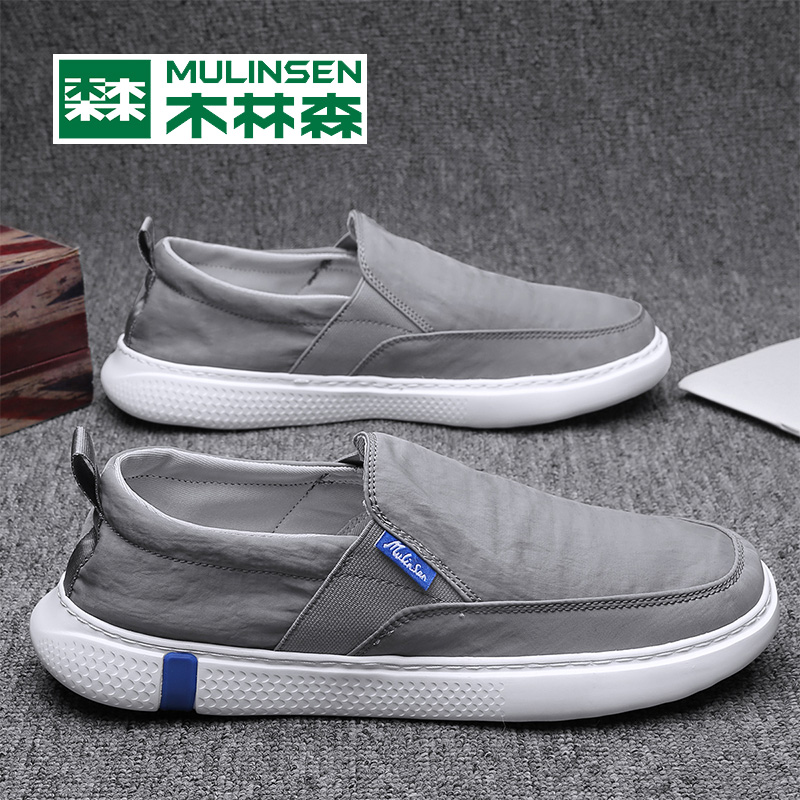 Wood Linson Old Beijing Cloth Shoes Men's 2022 New Sloths A Foot Pedal Men's Shoes Summer Breathable Casual Sails Shoes Men