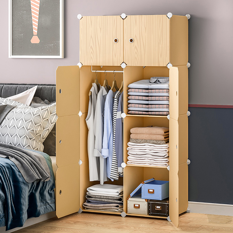Simple small wardrobe dormitory plastic rental room with single assembly folding modern minimalist cloth storage cabinet storage