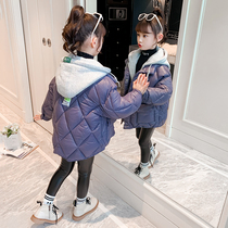 girls' cotton winter clothes 2022 new children's fake two piece cotton coat girls' winter down cotton coat yangqi