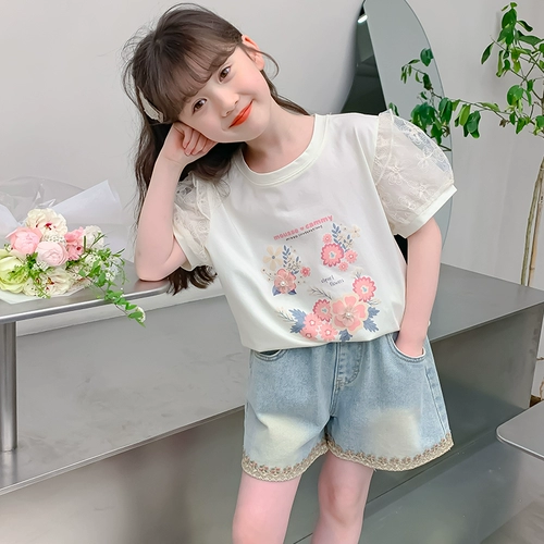 Футболка, летняя тонкая хлопковая летняя одежда, в западном стиле, популярно в интернете, короткий рукав