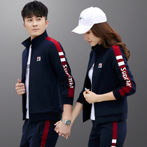 Couple sports suit male couple outfit 2019 new fashion sportswear suit female three-piece suit sports clothes spring and autumn