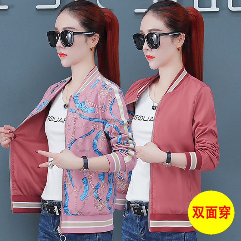 Two sides wearing women's clothing jacket Women's new ladies 2022 Chunqiu jacket 2021 Spring loaded 100 hitch a thin baseball suit