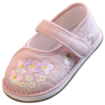 Handmade Hanfu shoes for girls embroidered shoes for spring and autumn Chinese style baby cloth shoes thousand-layer soles spring antique style shoes for girls.