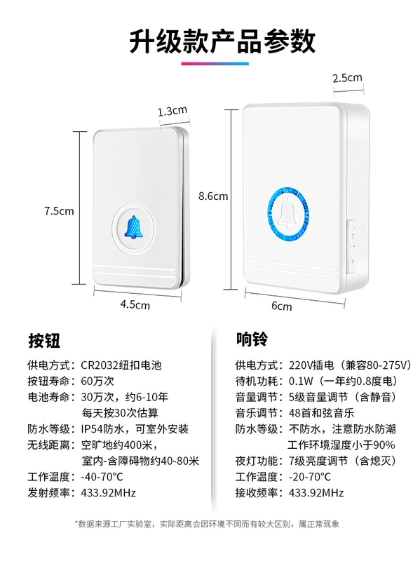 chuông cửa camera không dây Chuông cửa nhà không dây siêu xa thông minh điều khiển từ xa điện tử thông minh gia đình Lingdang Chuông cửa nhà Dingdong máy nhắn tin người già bán chuông hình sơ đồ đấu dây chuông cửa có hình