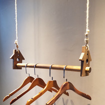 Clothing store Wall Hanger Wood retro front side hanger hanging clothes hanging childrens clothing store house shelf display rack