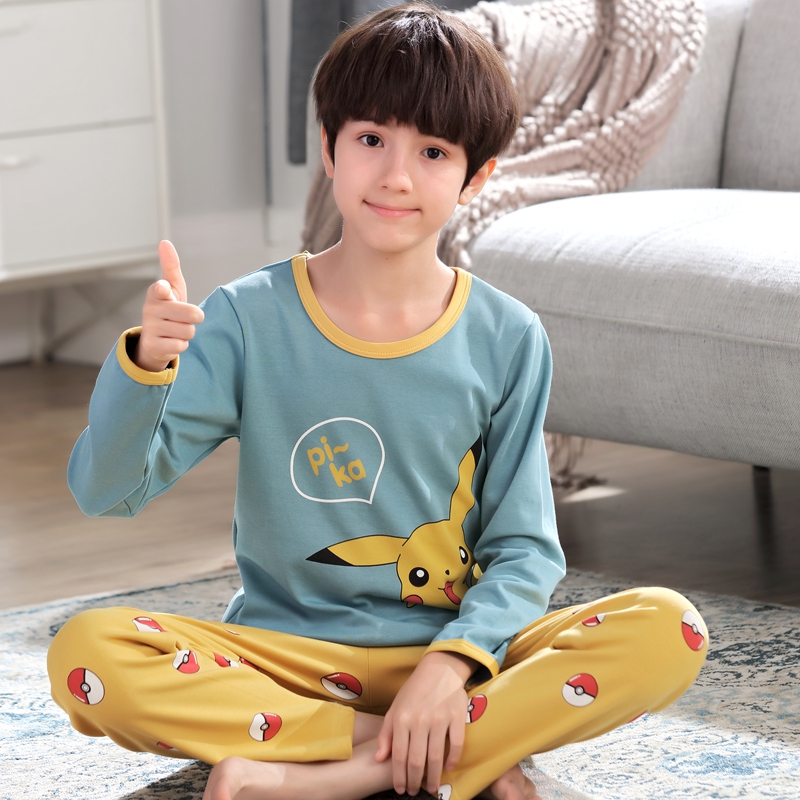 Middle and large children's pajamas 15 years old and spring cuff cotton thin teenage junior middle school students 13 - 18 years old home suit