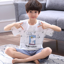 Pajamas boys summer short-sleeved shorts thin cotton young junior high school students 12-15-18 years old home clothes