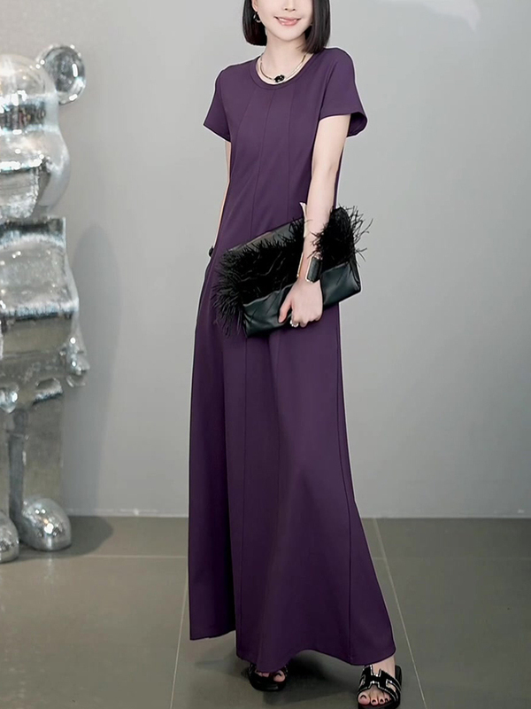 Purple Fashionable Dress for Women 2025 New High-End Elegant Stylish Age-Reducing Loose Slimming Straight Dress