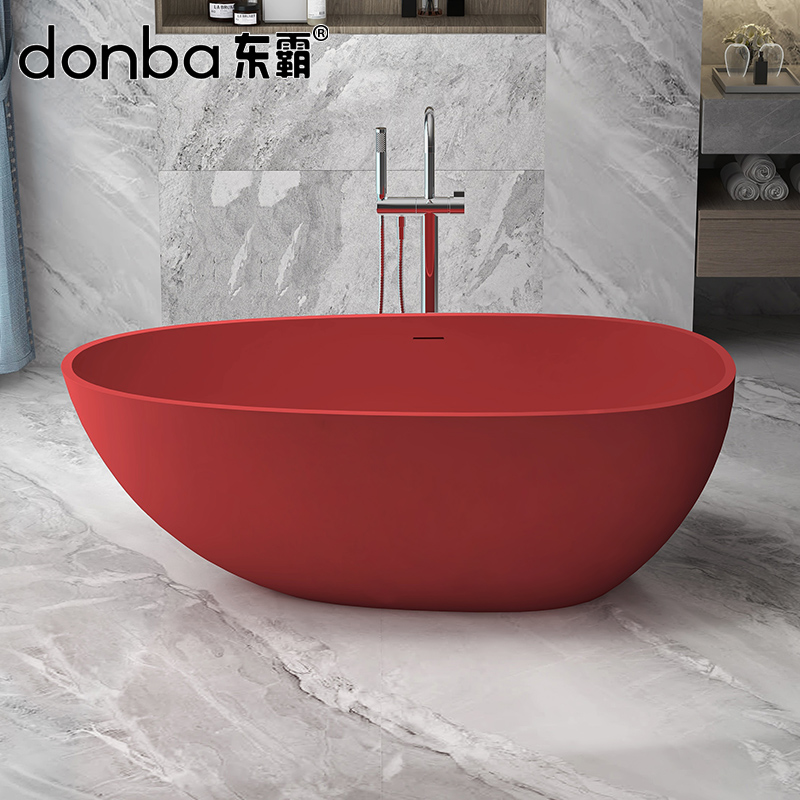 Dongbar bathtub independent one-piece home artificial stone bathtub double net red wine shop folk goose egg-shaped tub-Taobao
