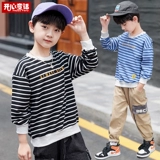 Весенняя футболка для мальчиков, лонгслив, осенняя толстовка, детская одежда, коллекция 2021, подходит для подростков, в корейском стиле, в западном стиле