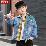 Джинсовая детская куртка для мальчиков, коллекция 2021, в корейском стиле, подходит для подростков, осенняя, в западном стиле