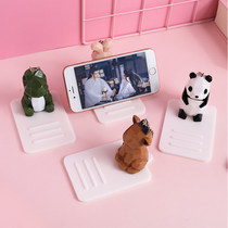 Cartoon cute geometric small animal phone desktop holder universal girl watch TV mobile phone rack ornaments Apple