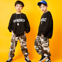Hip Hop Children Street Dance Suit Boy Summer Loose Hiphop Show Clothes Korean Version Fewer Kids Street Dance Costume Tide