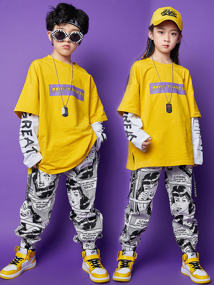 Boys hip-hop performance clothing Children drum kit Autumn girls cool hip-hop jazz dance trend brand clothes