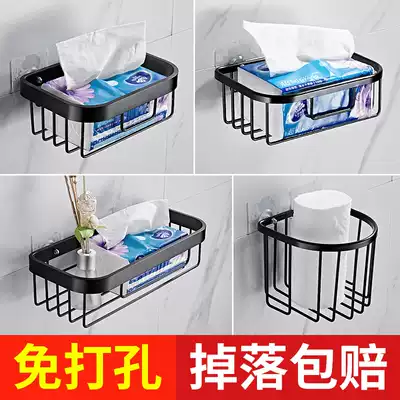 Tissue box Punch-free powder room shelf Toilet toilet paper carton basket Bathroom roll toilet paper holder Toilet paper tissue tube