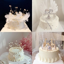 Cake decoration ornaments full Sky star Crown Pearl crown with lamp Pearl leaf crown decoration