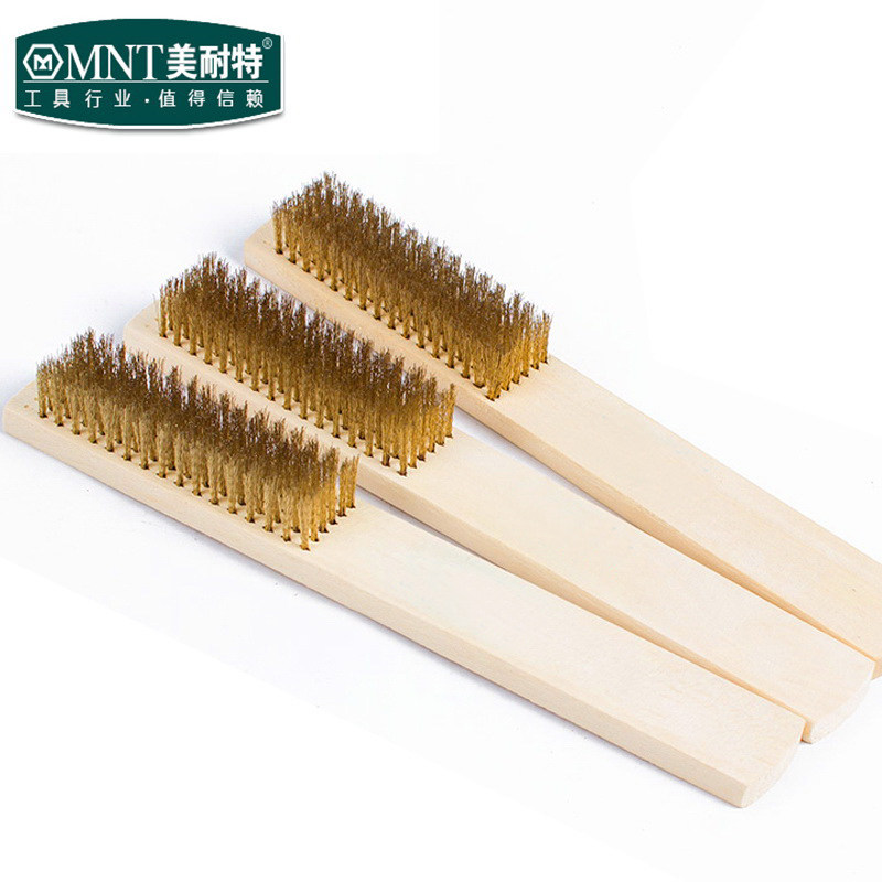 高品质木柄钢丝刷 金属表面清洁刷 除漆除锈刷子 钢丝板刷 钢丝刷