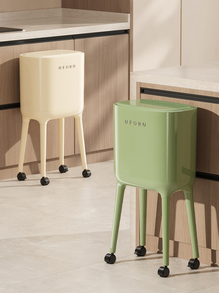 No Need to Bend Over, High-Looking, Tall Kitchen Trash Can, Sanitary Bin, Press-Type, Large Capacity for Home Use, with Wheels, Movable
