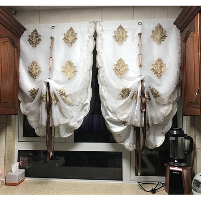 Punch-free simple Otella curtain curtain kitchen living room lifting curtain balloon curtain partition window beauty salon door curtain