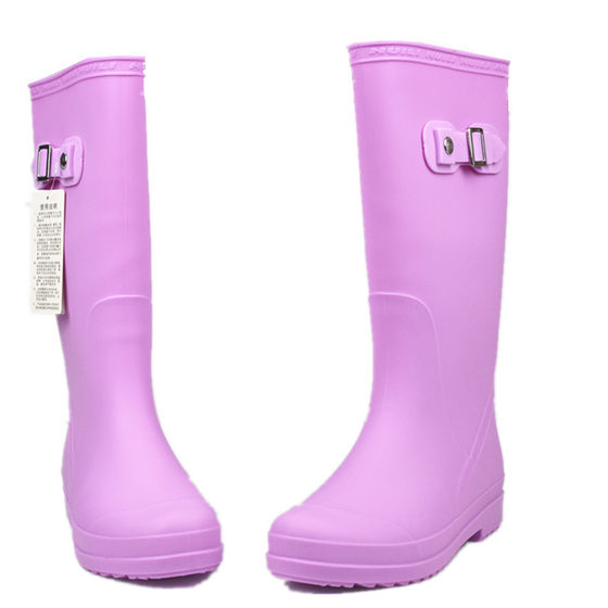 Pull back rain boots women's long tube rain boots high tube non-slip water shoes fashion middle tube rainproof rubber boots overshoes rubber shoes water boots