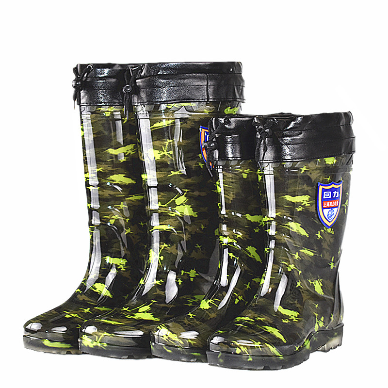 Winter return warm rain shoes Velvet high tube non-slip cotton water boots Medium tube water shoes Men's rain boots waterproof rubber shoes