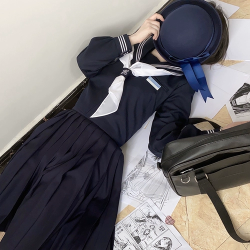 Японский комплект, базовая студенческая юбка в складку, японская школьная юбка, длинная юбка, плиссированная юбка, средней длины, полный комплект