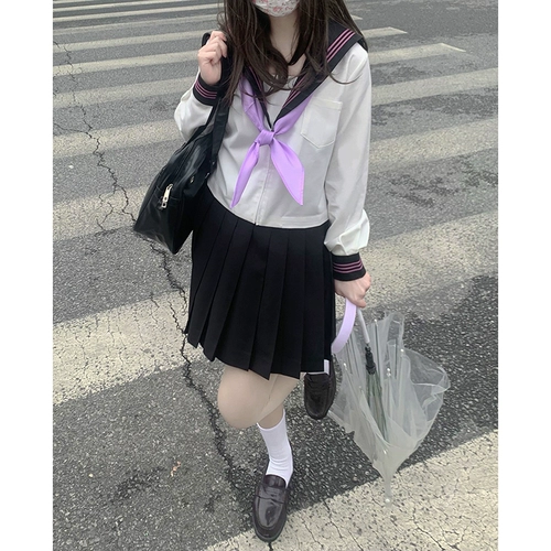 Сиреневая оригинальная студенческая юбка в складку, японский базовый комплект