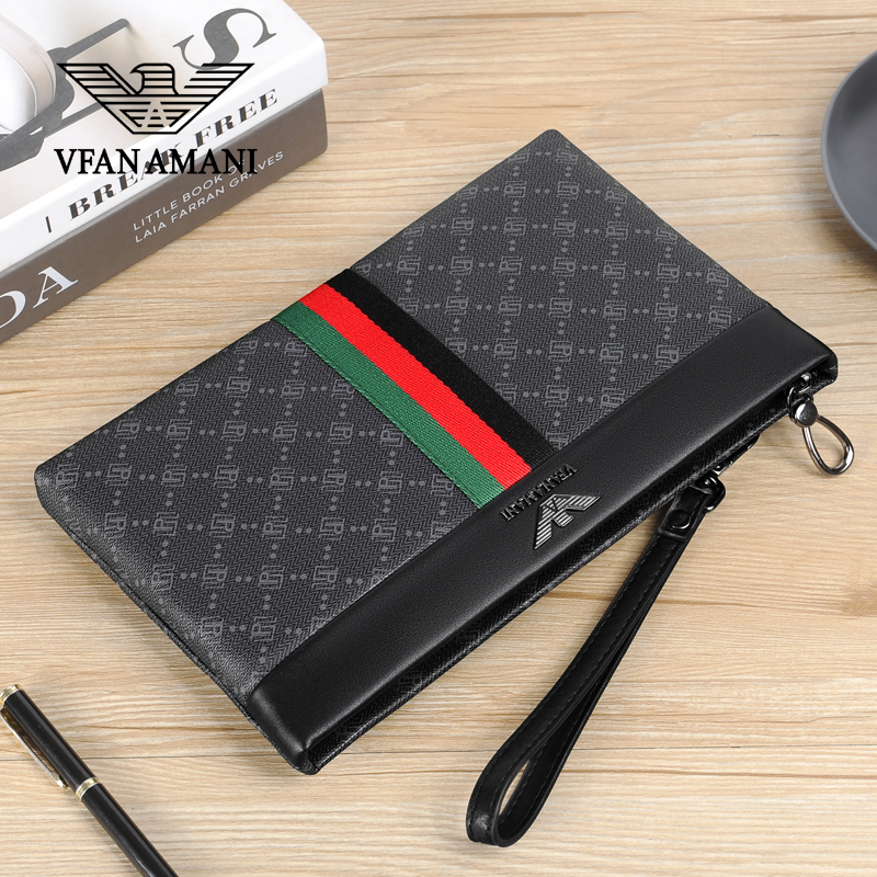 Luxury brand men's handbag men's leather clip bag business clutch bag new cowhide envelope bag wallet clutch bag