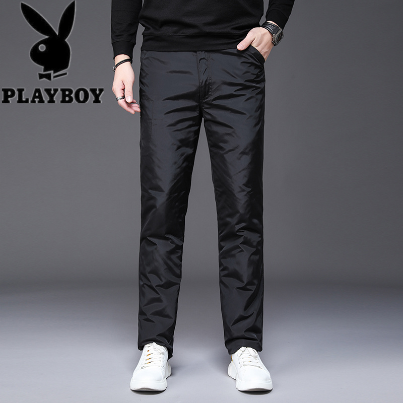 Playboy xuống quần đàn ông mặc mùa đông lỏng ngoài trời nam ấm trẻ dày trắng nhung vịt quần cotton