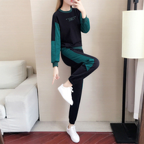 Sports suit female 2021 spring new student fashion leisure Korean version loose age reduction foreign style long sleeve two-piece set
