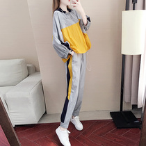 Sports suit women 2021 autumn new fashion brand temperament fashion leisure Korean version of the sweater loose foreign style two-piece set