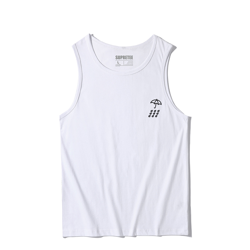 vest cotton mùa hè đơn giản không tay lỏng lẻo sinh viên T-shirt nam mới lỏng lớn cổng đang gió tròn cổ áo nhấn triều đáy