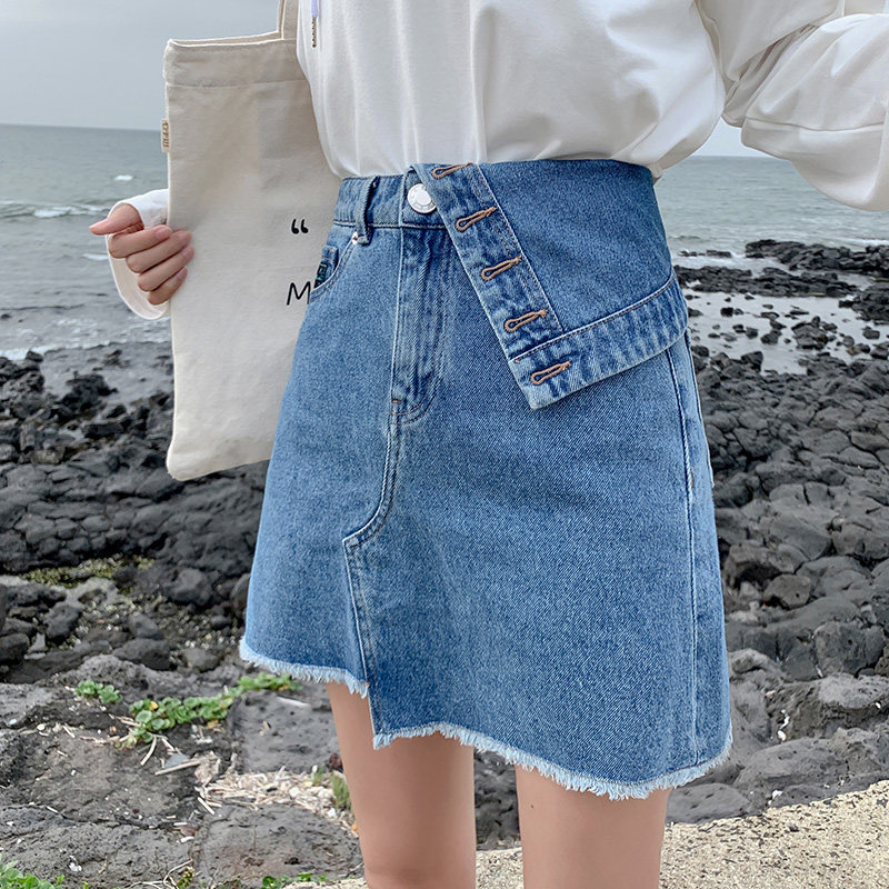 Cowboy Short Dress 2022 New High Waist Hanxiang Han Edition A - word skirt with hip skirt