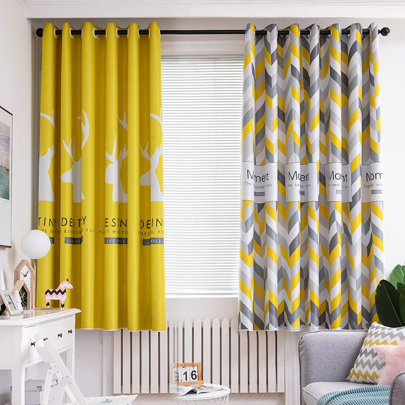Full blackout small curtain cloth Balcony bay window short curtain custom finished short door curtain Half curtain thickened cartoon children's room