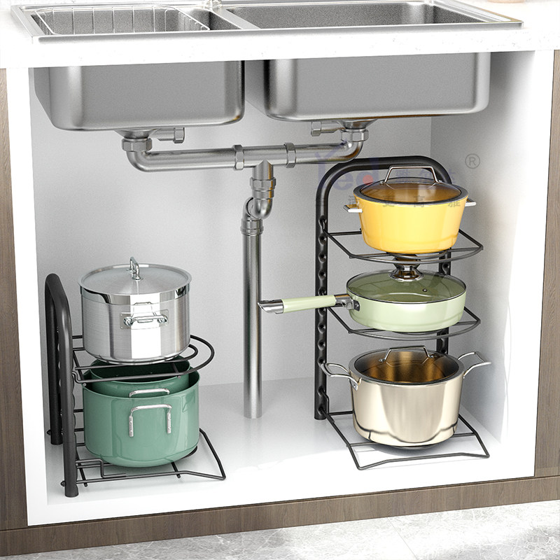 Kitchen Pan Shelf Pan with storage floor Rack Surface Discharge Frying Pan Multilayer Cabinet lower sink Shelf Kitchen kitchen Home