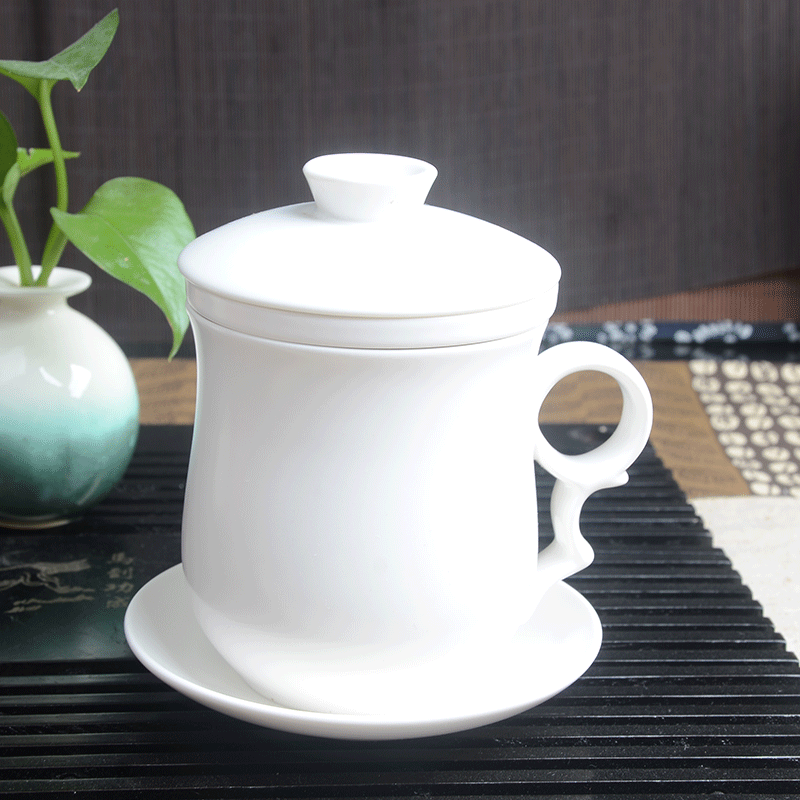 Ceramic filter cups with cover tea cup cup glass office meeting cup hotel white cup can be customized