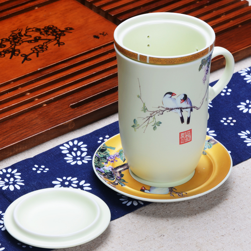 Xiang feng ceramic cups with cover filter cup office husband cup cup tea cup