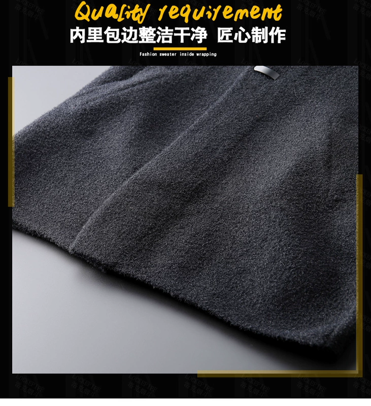 2020 mùa thu / đông mới áo len cardigan trùm đầu nam mid-style phong cách Hàn Quốc hợp thời trang áo len dệt kim mỏng giả lông chồn nhung - Cardigan